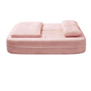 Multi Functional Sectional Sofa Bed With Independent Chaise Lounge And Functional Blanket, Convertible King Size Bed, Deep Seat - Baby Pink