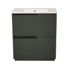 Fluted Bathroom Vanity With Ceramic Sink, Soft Close Slides