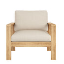 Outdoor 4 Pieces Acacia Sectional Patio Sofa Set - Light Gray / Teak