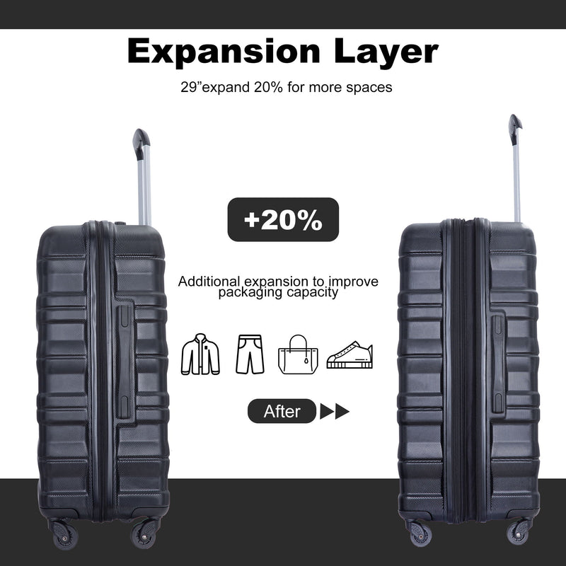 Expandable 3 Piece Luggage Sets Lightweight & Durable Suitcase, Spinner Wheels, Tsa Lock