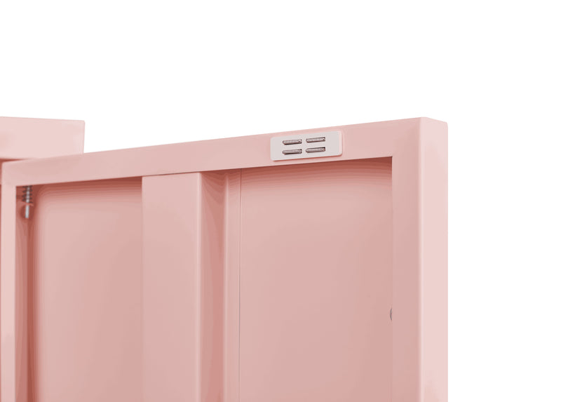 Pink Steel Double Door Cabinet With Handles, With Removable Dividers And Adjustable Height. Suitable For Living Room, Office, Bedroom, Study And Other Places - Pink