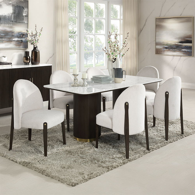 Clayten - Dining Table With Marble Top - White Natural Marble Top & Espreeso Finish