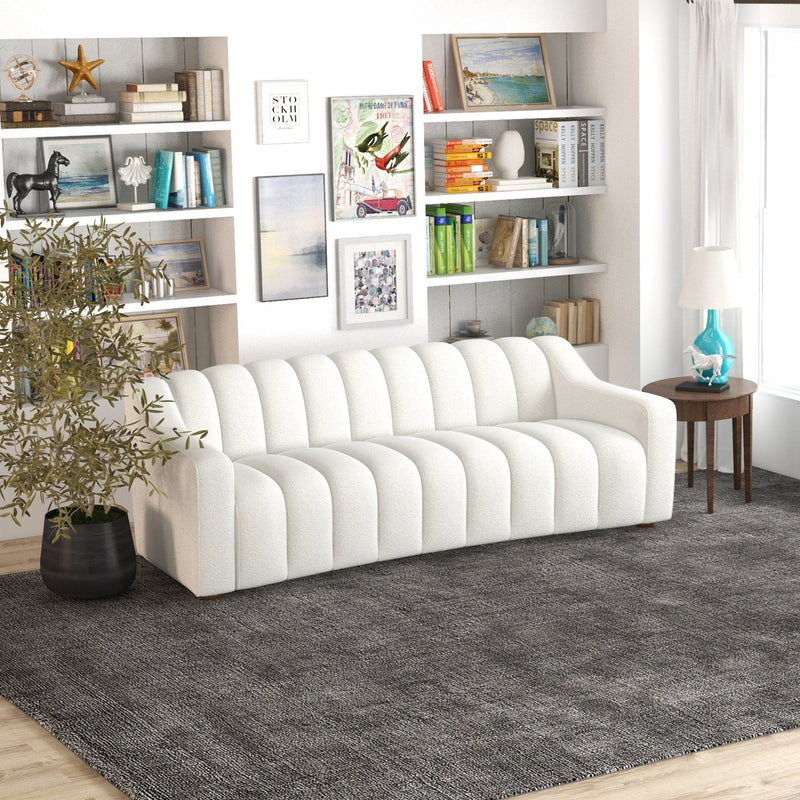 Marcus - Luxury Tight Back Boucle Couch - Cream / Creamy White / Ivory