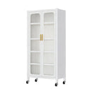 6 Tier Storage Cabinet With Transparent Door, Adjustable Shelves & Wheels