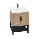 Modern Freestanding Bathroom Vanity With Ceramic Sink, Hot And Cold Faucet, Storage Cabinet & Open Shelf