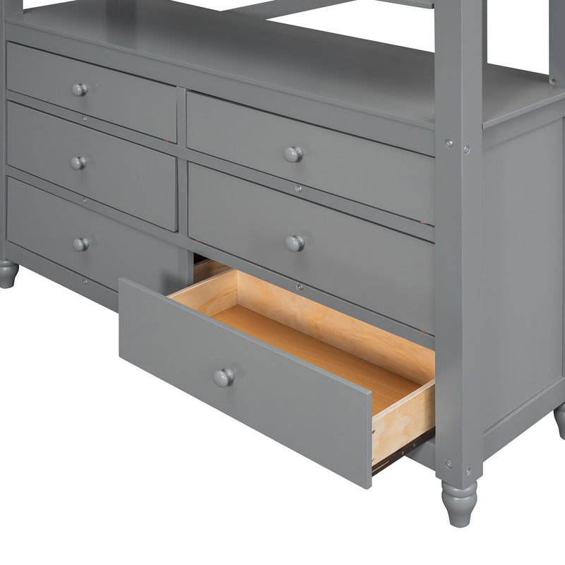 Loft Bed With Drawers With Desk And Shelves
