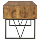 Rustic Industrial Charm Writing Desk With 4 Drawers And Open Shelf