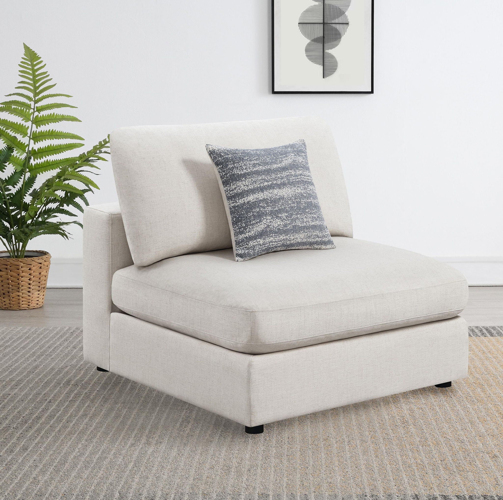Serene Upholstered Armless Chair Beige