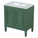 30" Bathroom Vanity With Sink, 2 Doors With Shelf, Soft Close Door Hinges, Vintage Style - Green