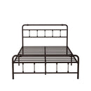 Queen Size Metal Platform Bed Frame with Victorian Style Wrought Iron-Art Headboard/Footboard