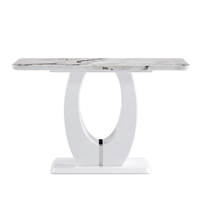 Modern Simple Glossy Rectangular Counter Bar Table For Living Room Bedroom Office Bathroom - White