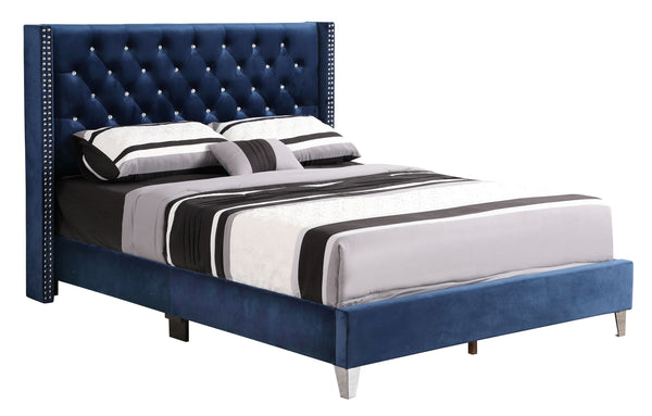 Julie - G1924-QB-UP Queen Upholstered Bed - Navy Blue