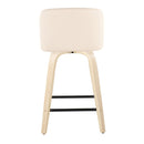 Toriano - Contemporary Modern Design Fixed Height Counter Stool With Swivel With Square Footrest (Set of 2)