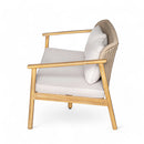 2 Piece Outdoor Acacia Wood Conversation Set, Woven Rope Backrest Patio Seating Group, Woven Rope With Coffee Table For Porch - Light Teak / Beige