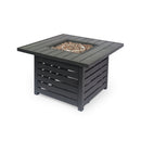 Stylish Square Iron Fire Pit With Tank Space, 50, 000 Btu - Black