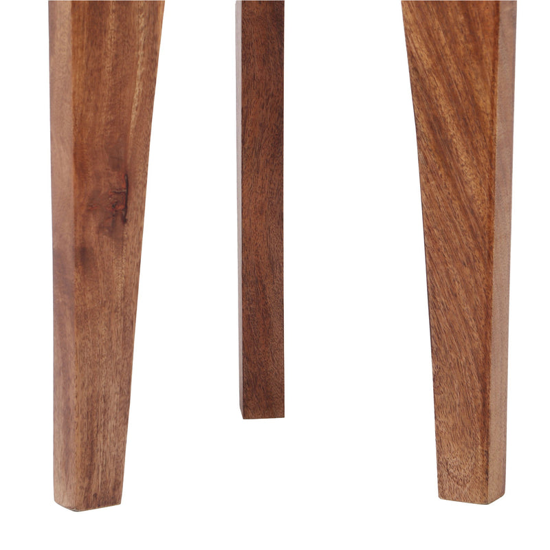 Midcentury Mango Wood Round End Table With 3 Legs - Honey