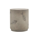 Rustic Magnesium Oxide Side Table With Fish Pattern Design - Gray