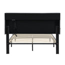 Modern Upholstered Platform Bed Frame With Button Tufted Headboard And USB Ports