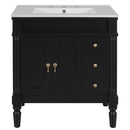 Bathroom Vanity With Ceramic Sink, 2 Doors 3 Drawers, Soft Close Design