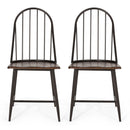 Rustic Farmhouse Style Dining Chair With Spindle Backrest - Dark Brown