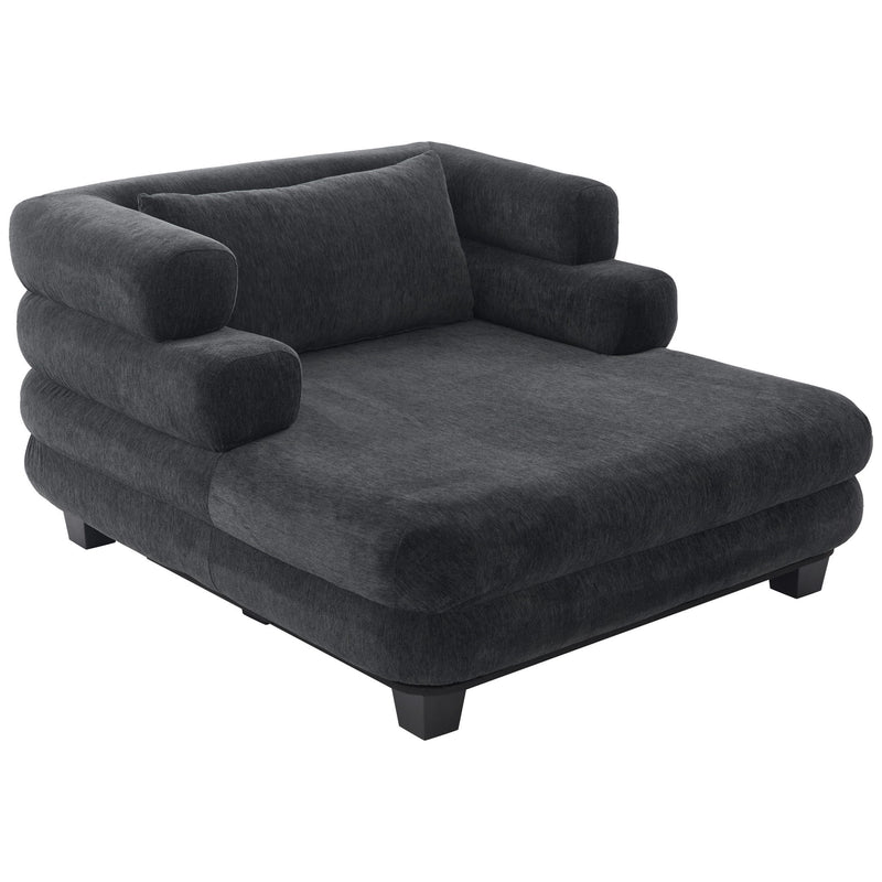 Oversized Chaise Lounge Sofa Bed With Deep Seat And Layered Armrests
