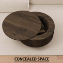 Modern Circular Coffee Table With Stripe Design And Storage Space