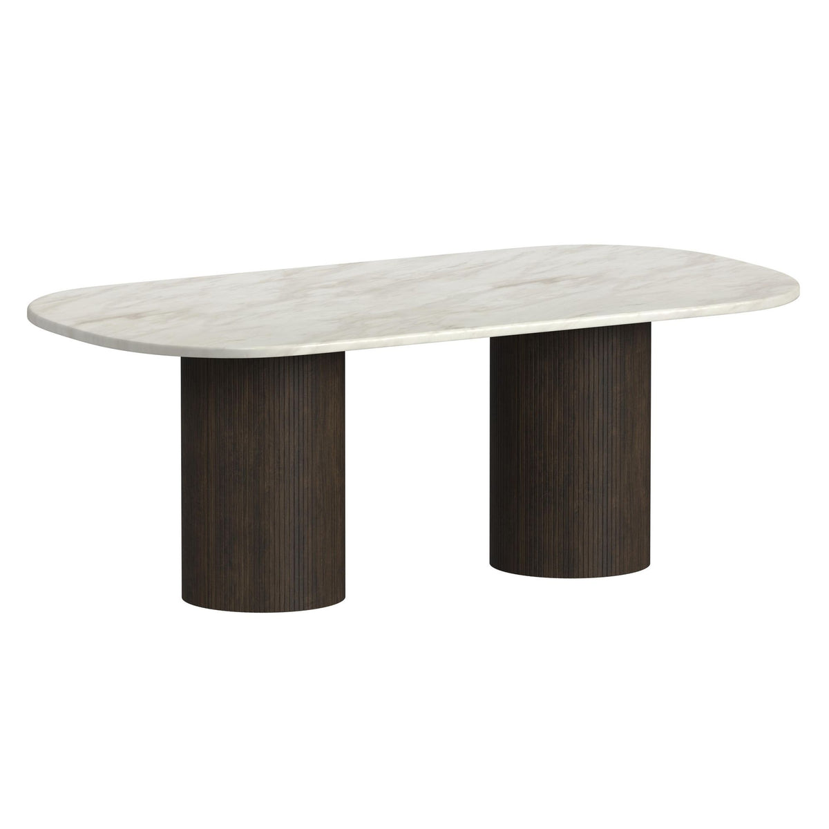 Sylvie Oval Dining Table With Faux Marble Top in Black by Elements International