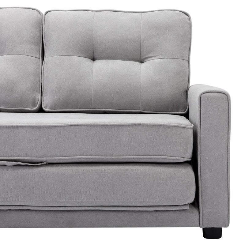 Loveseat Sofa With Pull-Out Bed Modern Upholstered Couch With Side Pocket For Living Room Office