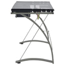 Melo - Glass Top DRAFting Table With Storage - Silver - Atlantic Fine Furniture Inc