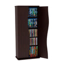 Multimedia Cabinet, 5 Sliding Dividers, Push to Open Magnetic Doors, 2 Fixed Shelves, 4 Adjustable Shelves in Espresso Brown