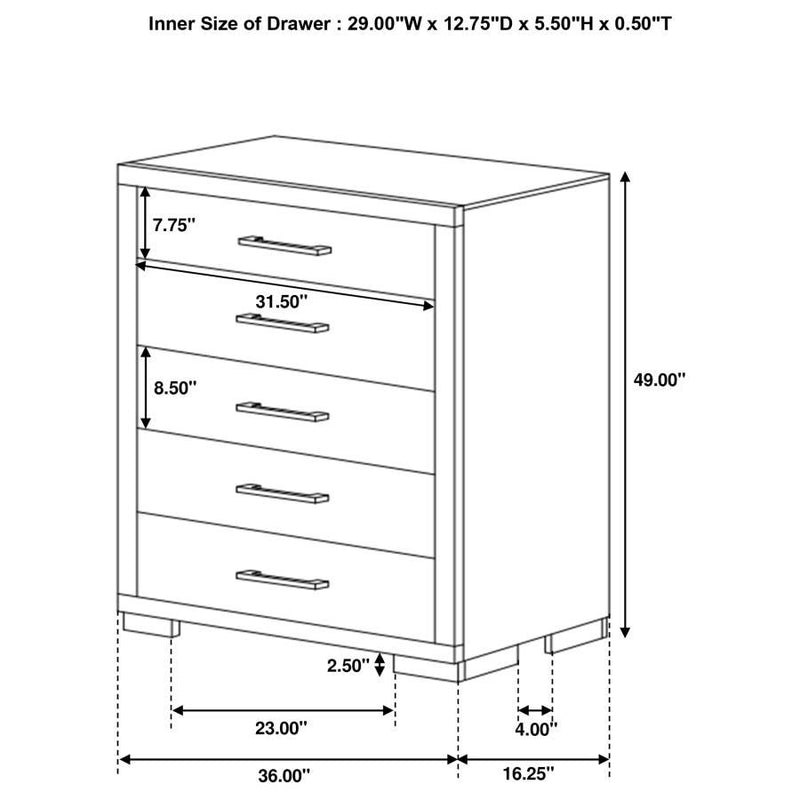 Jessica - 5-Drawer Bedroom Chest