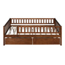 Full Size Daybed Wood Bed with Two Drawers, Walnut