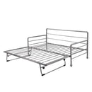 Twin Size Daybed with Adjustable Trundle, Pop Up Trundle, Silver