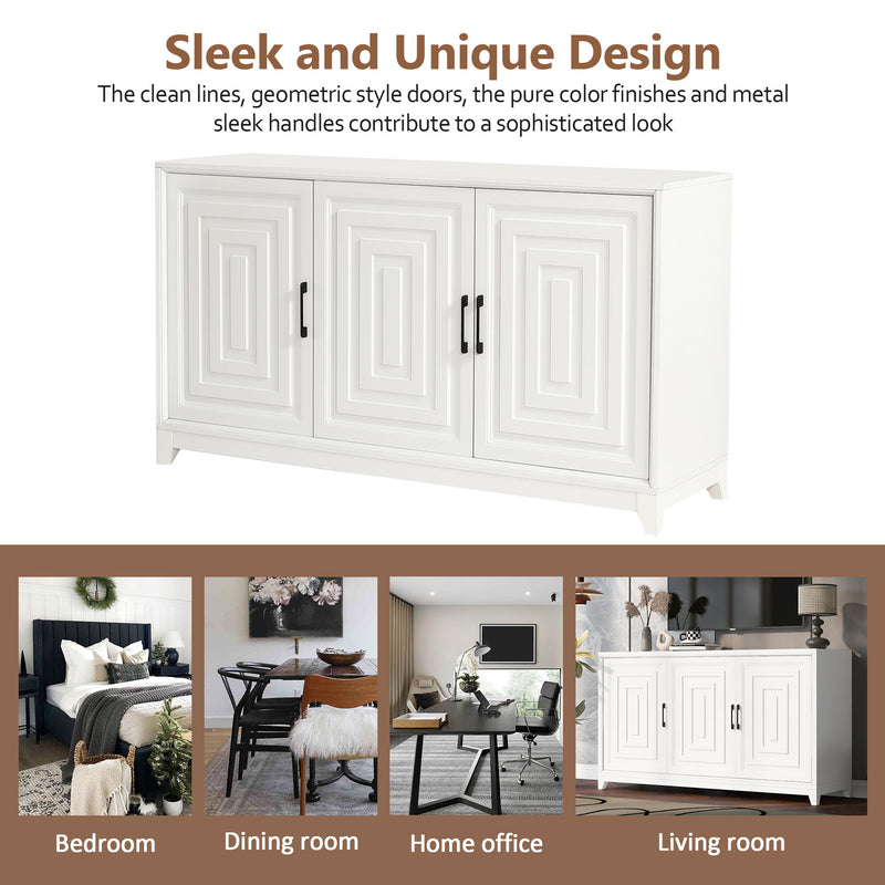 TV Stand For TVs Up To 65", Modern Entertainment Center Media Console Cabinet With 2 Spacious Storage Space
