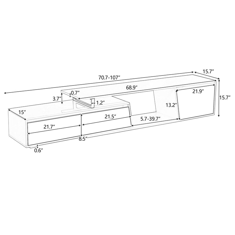 Minimalist Rectangle Extendable TV Cabinet With 2 Drawers And 1 Cabinet