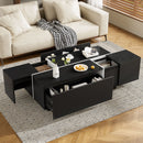 Extendable Coffee Table With 2 Hidden Storage Space And 2 Drawers For Living Room