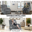 Power Lift Recliner Chair With Extended Footrest, Remote Control, Cup Holders, And Side Pockets