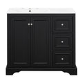 Bathroom Vanity With Sink, Soft-Close Doors, Adjustable U-Shelf, 3 Drawers