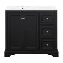 Bathroom Vanity With Sink, Soft-Close Doors, Adjustable U-Shelf, 3 Drawers