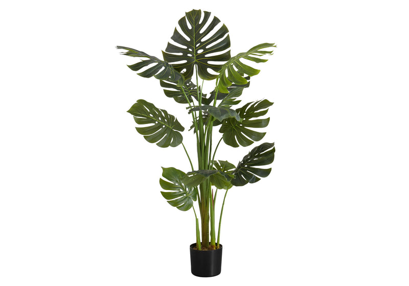 Artificial Plant, 55" Tall, Monstera Tree, Indoor, Faux, Fake, Floor, Greenery, Potted, Real Touch, Decorative - Green / Black