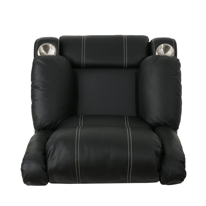 Glider Recliner With Steel Cup Holders - Black