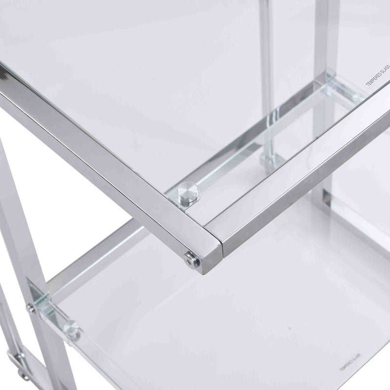 2 Tier Acrylic Glass End Table For Living Room