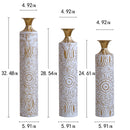 Floor Metal Vases Decorated Metal Vases (Set of 3) Gorgeous Home Decoration Large Glazed Metal Vases - White / Gold