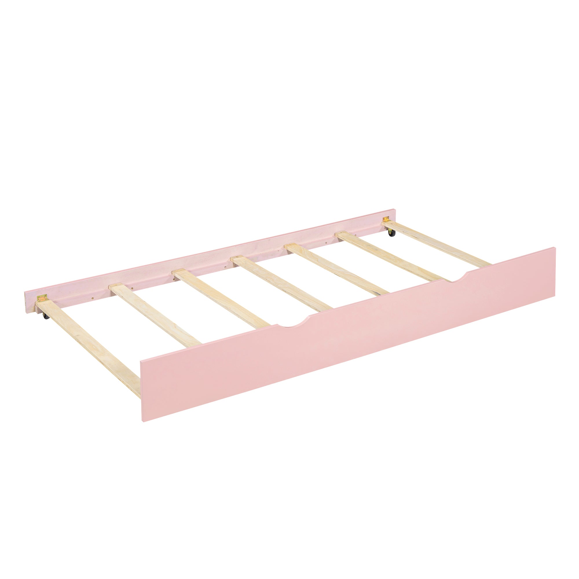 Wood Twin Size House Bed with Trundle and Storage, Pink - Atlantic Fine Furniture Melbourne FL