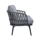 4 Piece Outdoor Patio Furniture Set, Metal Chairs With Woven Rope U Shaped Backrest