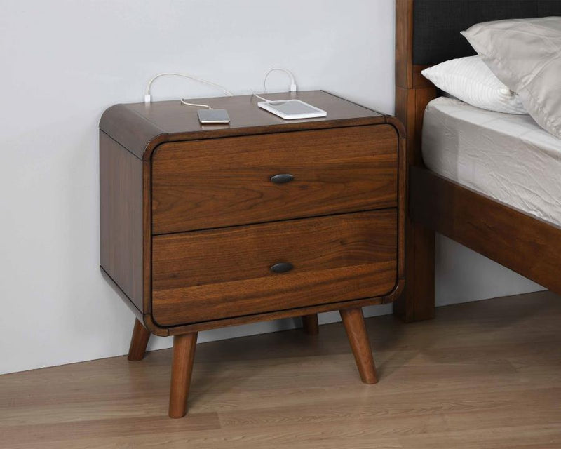 Robyn - 2-Drawer Nightstand - Dark Walnut - Atlantic Fine Furniture Inc