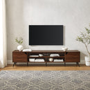 Contemporary 2 Door Minimalist TV Stand For TVs Up To 90" - Dark Walnut