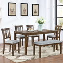6 Pieces Kitchen Dining Set, Rectangular Wooden Dining Table With 4 Upholstered Chairs And A Bench