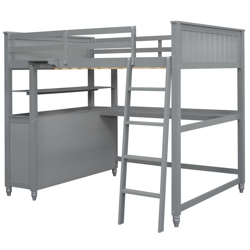 Loft Bed With Drawers With Desk And Shelves