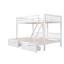 Full Over Twin & Twin Bunk Bed, Wood Triple Bunk Bed with Drawers and Guardrails, White (OLD SKU: LP000143AAK)